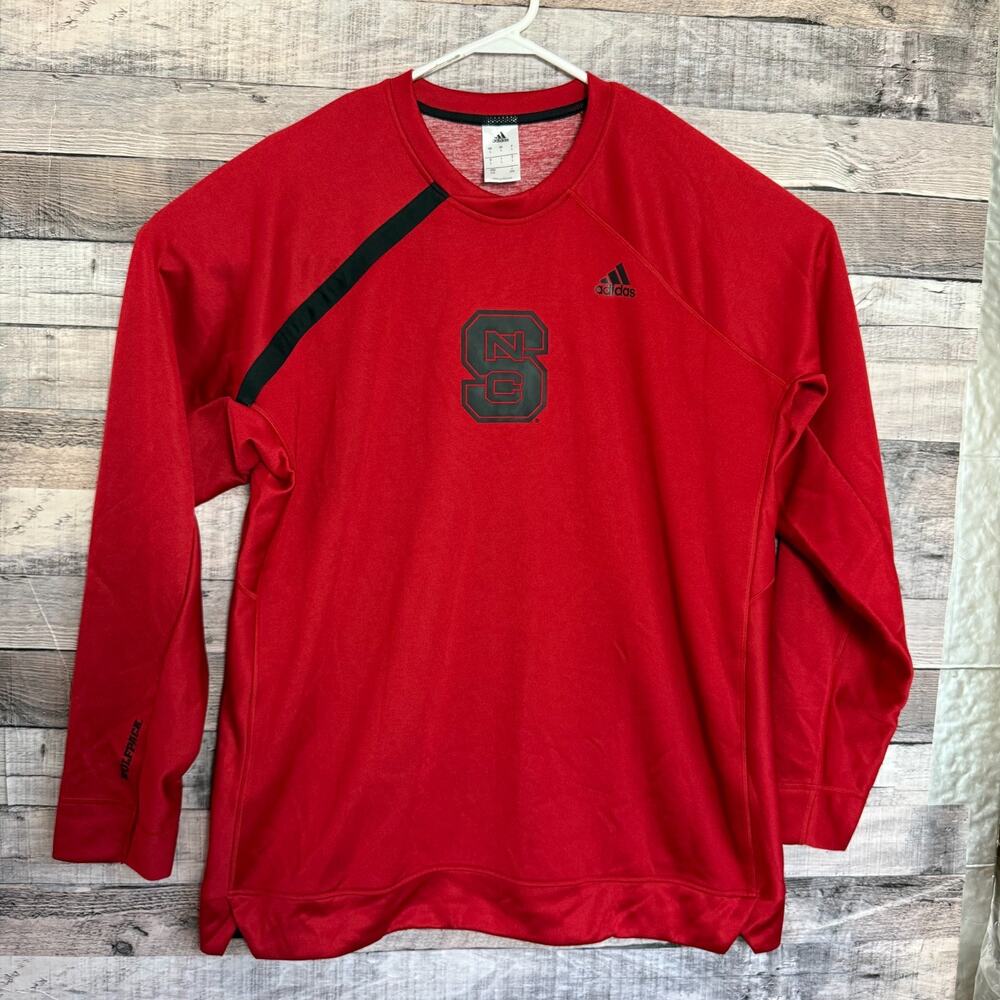 North Carolina State Wolfpack Adidas Shirt Mens Large Red Graphic Long Sleeve